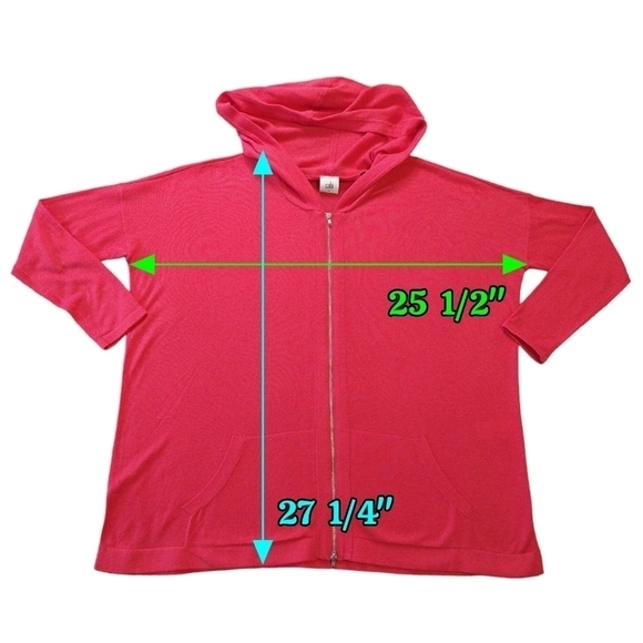 Cabi 5137 Beachcomber Hoodie Coral Full Double Zip Pockets Lightweight Oversized - Picture 3 of 9